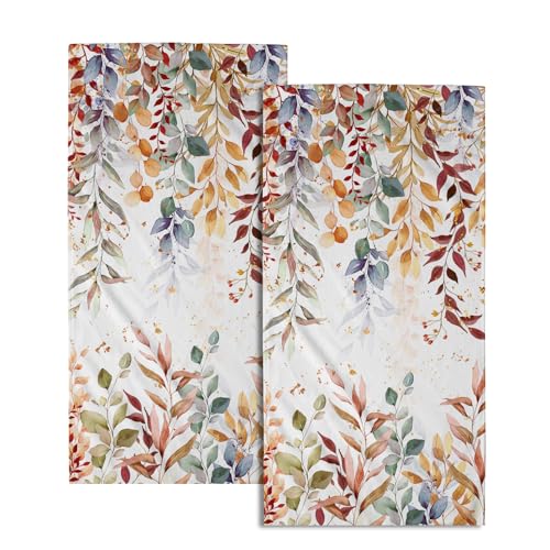 Imiss DGHLTGYRTL7DZS4T240807 Colorful Leaves Towels Watercolor Fall Leaf Botanical Decorative Bathroom Towel Set Of 2 Multipurpose Bath Guest Towels cover