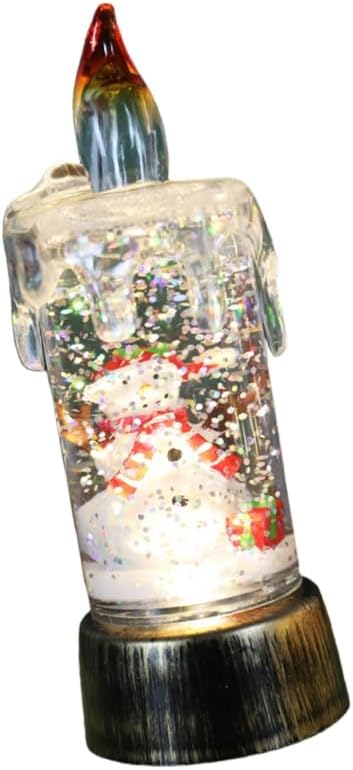 Christmas Snow Globes Candle Shape Snowglobes Glitter Water Globe Table Ornament