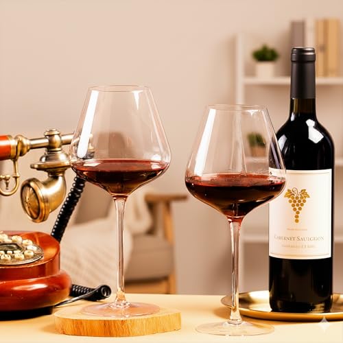Image of Birch & Co. Wine Glass - Wine Glasses Set - Crystal Clear, Lead-Free, Elegant Stemware for Red & White Wine, Dishwasher Safe, Elegant Gift for Parties & Celebrations, Set of 2, CellarMuse