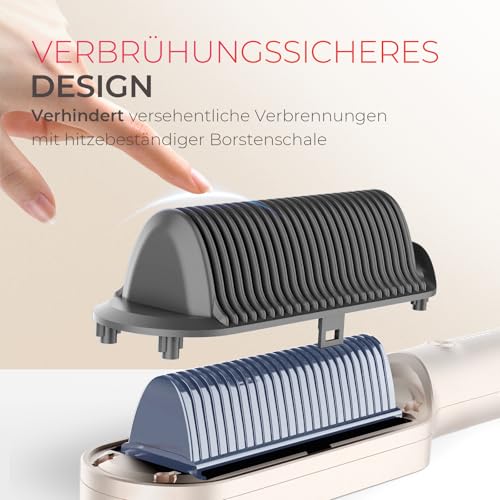 TYMO RING Glättbürste Haarglätter Bürste - Keramik Glätteisen und Haarbürste 2 in 1, Elektrische Verbrühungsschutz Glättungsbürste Kamm, 25s Schneller Aufheizen, 5 Temp Einstellungen, Gold