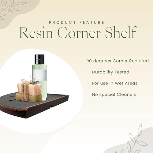 Miniatura 4 de Tenedos Resin Decor - Estante esquinero de 8 pulgadas para baño, 9 x 9 pulgadas, para montaje en pared (bronce)