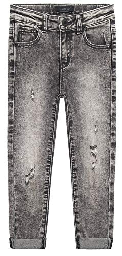 Kidscool Space Kids Rasgado Buracos Fashion Faixa elástica interna jeans slim, Preto, 10-11 anos