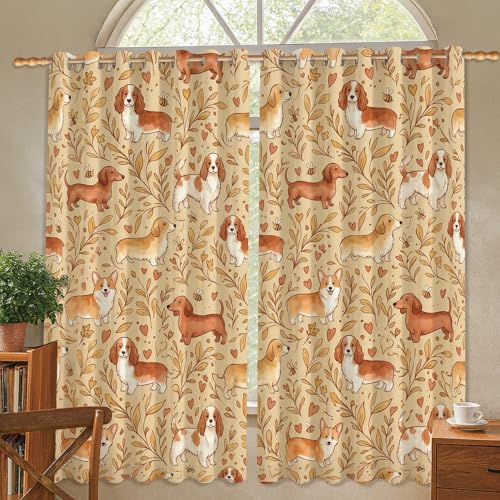 Rideaux occultants fantaisie à isolation thermique pour appartement, salon, chambre à coucher, 132 x 137 cm, beige