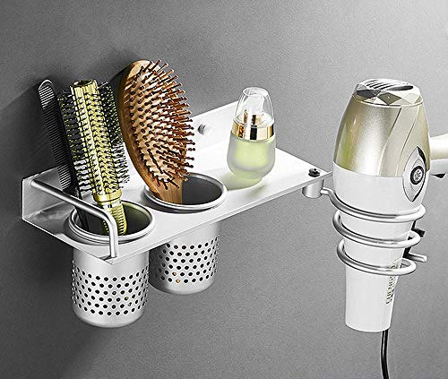 Wandregal Badezimmer Regal, Haartrockner Halter Raum Aluminium Badezimmer Wand Regal Rack Mit Silber Korb Badezimmer Zubehör