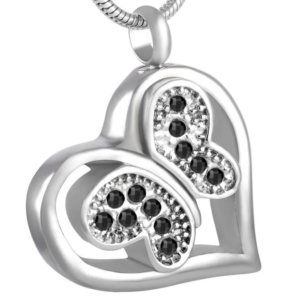 Urne funéraire de style romantique noir avec pendentif papillon pour le repos d'un animal