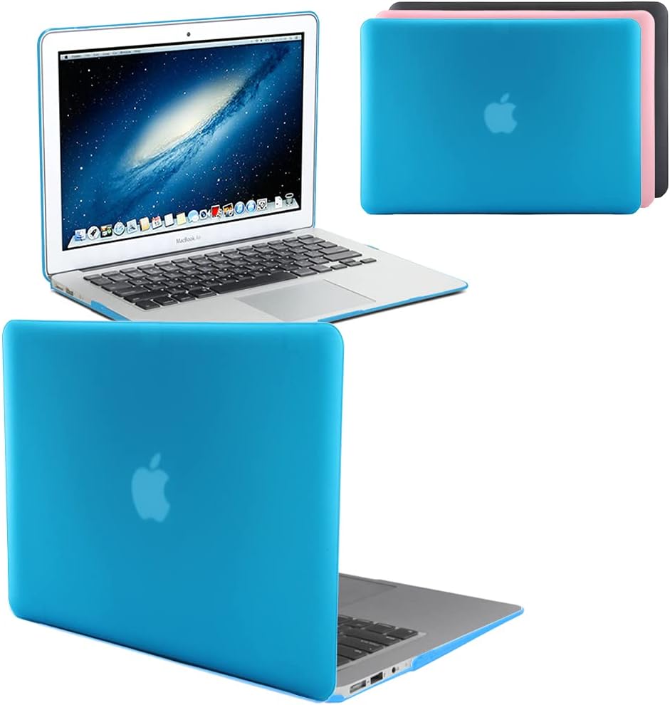 GUPi Rubberized Hard Shell Case Cover for 13-inch Apple MacBook AIR - A1369 - (2010-2012) - A1466 - (2012-2017), [AQUA BLUE]