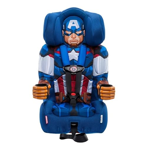 Marvel Captain America 2-in-1 Car Seat by KidsEmbrace | Forward-Facing Harness (26.5–65 lbs) & Booster Mode (40–100 lbs) | Latch Equipped | Premium Fit with Multi-Position Headrest, Harness & Recline