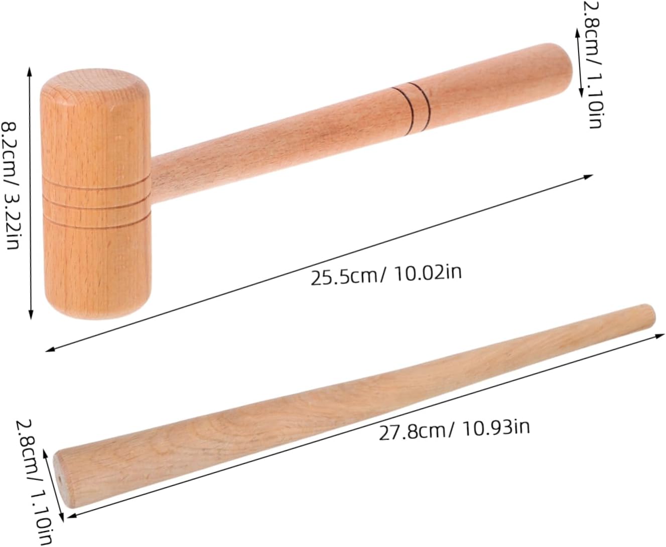 Cabilock Adjuster Tool Set Wood Jewelry Hammer Sizing Rod for Repairing and Resizing for Jewelry Making and Adjustments