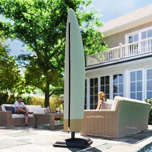 Outsunny Parasol Cover, 600D Oxford Cantilever Umbrella Cover Fit For 2-4M Parasol, Banana Umbrella Protector With Zipper For Outdoor Garden, Patio, White - 8