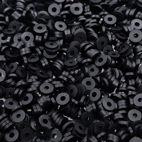 Amaney 3000pcs Black Heishi Beads Polymer Clay Beads 6mm for Jewelry Making Bracelets Necklace