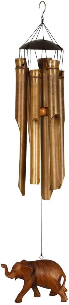 Woodstock Chimes Asli Arts Collection, Half Coconut Bamboo Chime, Medium (24'') Elephant, Bamboo Wind Chimes for Outdoor, Patio, Home or Garden Décor (Cele)