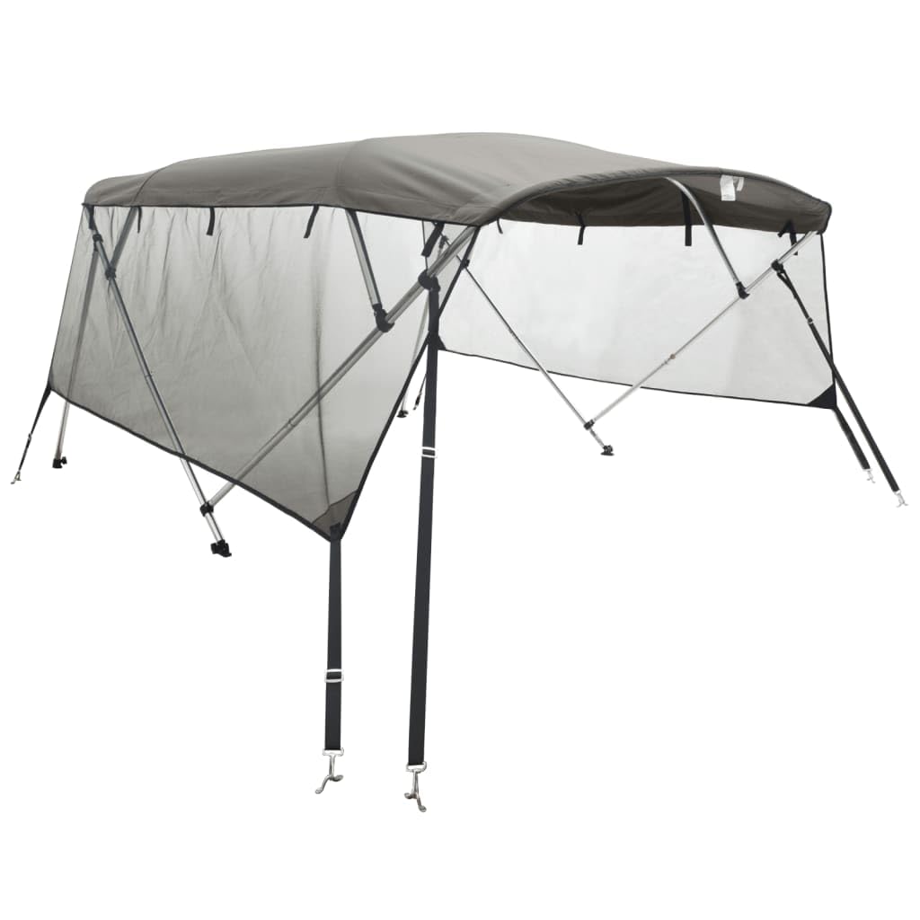 vidaXL Toit bimini à 4 arceaux parois en maille 243x(200-213)x137 cm
