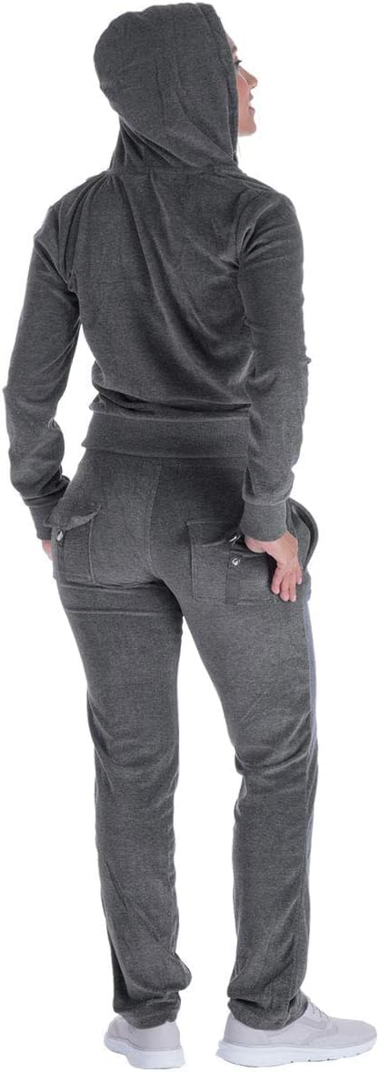 LeeHanTon Womens Jogging Suits Sets Running Velour Outfit Zipper Warm Up 2 Pieces Hoodie and Pant Tracksuit - Image 3