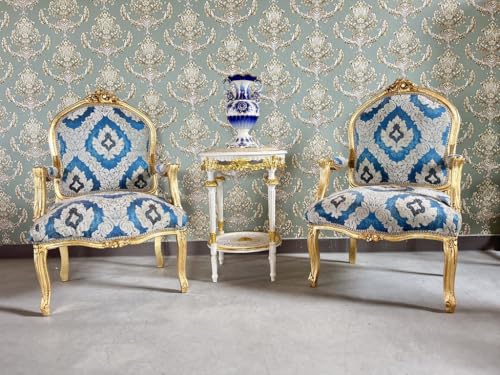 CasAmin Home & Living Runder Weißer Beistelltisch aus Holz im Retro Antik Barock Stil, Handgefertigt mit Marmorplatte, Couchtisch, Teetisch als Wohndekoration – Bild 8