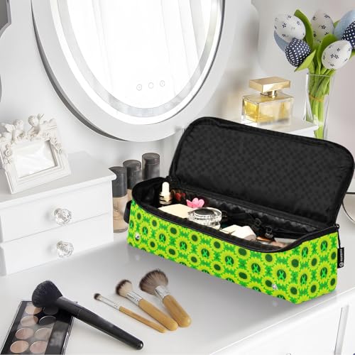 Bolsa de viaje para herramientas de cabello con alfombrilla para plancha, organizador para plancha y accesorios de cuidado capilar, cinta verde y girasol para mujer miniatura 7