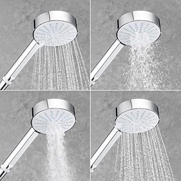 Alcachofa de ducha 2.1703.010 de Mira Showers, de 9 cm, con 4 modos de chorro, blanco y cromado, plateado, 1.1605.237