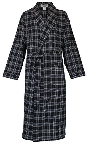 Robes King Classical Sleepwear Men’s 100% Cotton Flannel Shawl Collar Robe,2