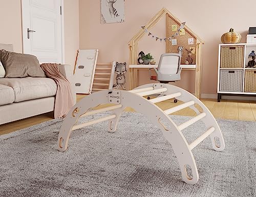 Foto von MAMOI® Kletterbogen, Kletterdreieck, Klettern, Klettergerüst aus Holz, Holzbogen, Spielplatz, Klettergerüst Indoor