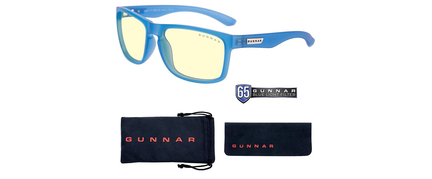 Gunnar Gaming- und Computerbrille - Intercept, Pop Cobalt Rahmen, Amber Linsen - Blaulichtfilter Brille, Premium Blaufilter, UV-Schutz,