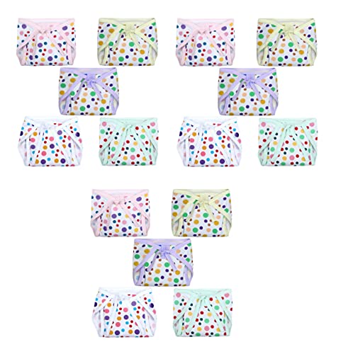 Image of Baby Cloth Diaper Cotton Hosiery Washable & Reusable Adjustable U-Shaped Cloth Diaper With Insert Cushioned Padded Langot Nappy Tying Langot For Babies- Pack of 15 (Small)