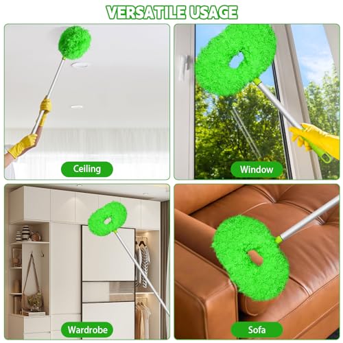 Image of Eunice Ceiling Fan Cleaner Duster with Extension Pole, Green 4.2FT