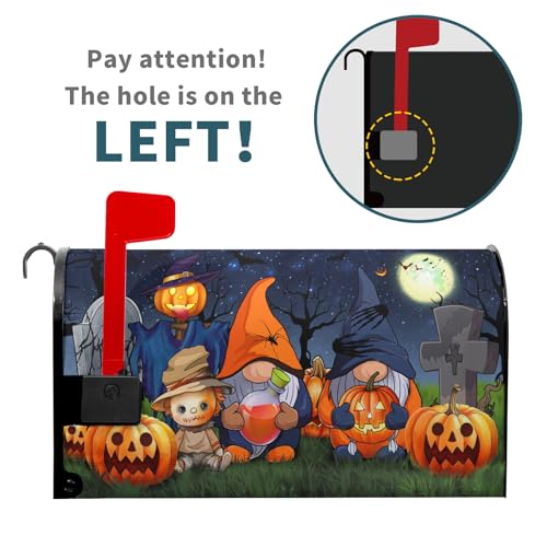 Image of Happy Halloween Gnome Magnetic Mailbox Cover - Large Size 25.5x21 Inch Fall Holiday Wraps for Home Garden Yard Outdoor Decor