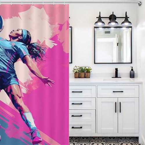 Rideau de douche volley-ball tissu polyester grand format 183x183 cm lavable