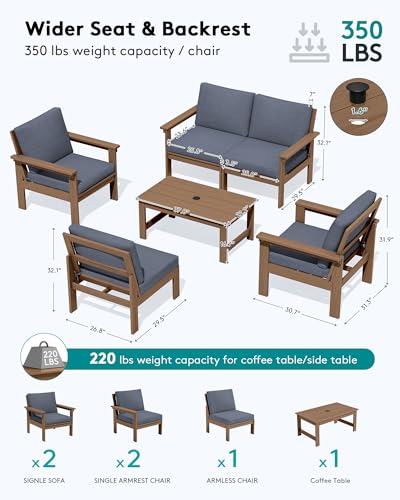 Image of SERWALL HDPE Outdoor Patio Furniture Set with Coffee Table