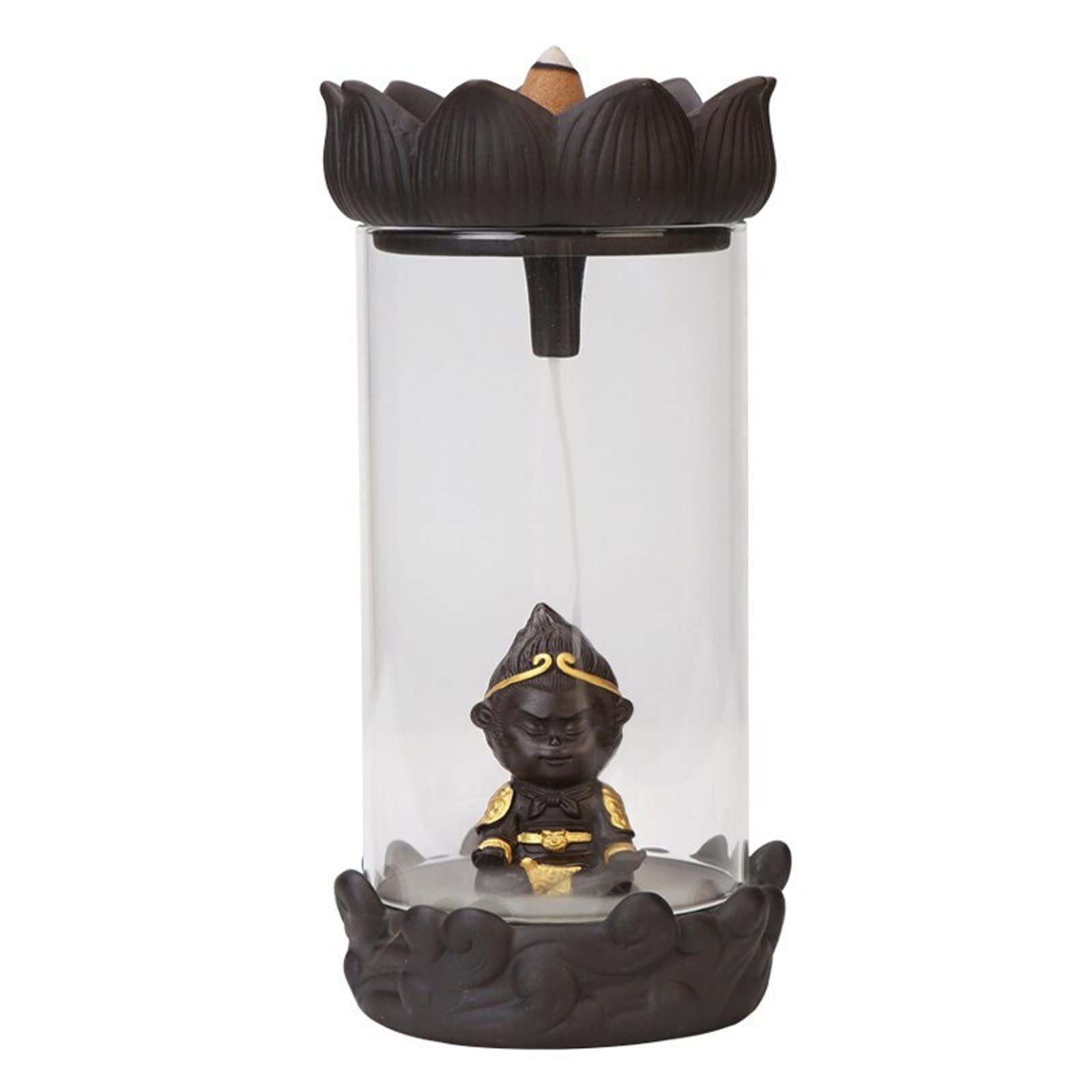 Basxdrfxz A Incense Holder Base Backflow Incense Burner Creative Frame Decoration With Nti-Wind Cover Monkey King Romatherapy Zen Home
