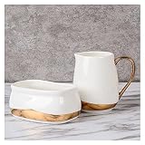 Lanceur de crème Céramique Graveuse Bateau de bateau Coiffe Casting et thé Bouilloire à la crème multifonctionnelle avec poignée / cuvette de sucre / petite tasse de lait Saucières / Pitcher café lait