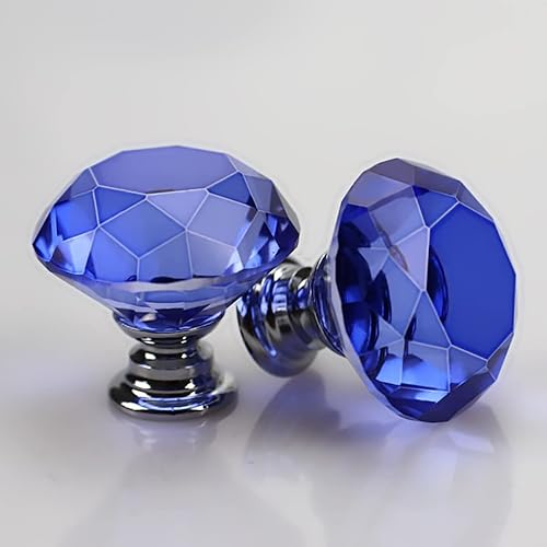 2 pomos para puerta de cristal de 1.18 pulgadas (1.181 in) con corte de diamante, tiradores de cajón con tornillos M4x22mm para armario, armario,