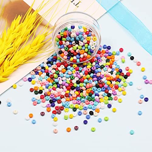 Bala&Fillic Size Almost Uniform Seed Beads with Beading Kit, About 9600pcs 24 Multicolor Assortment in Box Size 2x3mm Craft Glass Seed Beads for Jewelry Making(About 400pcs/Color, 24 Colors)