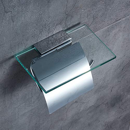 Preisvergleich Produktbild PEBDESI Klopapierrollenhalter aus Glas Klopapierhalter WC Rollenhalter Toilettenpapierhalter mit Handyhalter