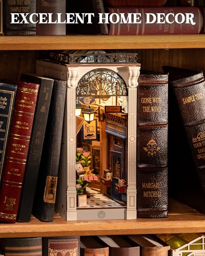 Image of Rolife Book Nook Kit European Arcade Snap-Fit 3D Wooden Puzzles for Adults | 10 inch miniature house kit collectible diorama building kit booknook bookshelf decor craft for adults hobby gift for men women