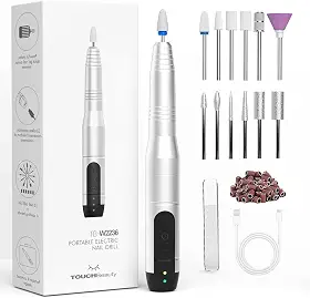 TOUCHBeauty Lixadeira Elétrica Sem Fio Para Unhas, Máquina Profissional 12 Em 1 Para Unhas De Gel Acrílico, Kit De Manicure E Pedicure Para Polimento, Recarregável (Prata)