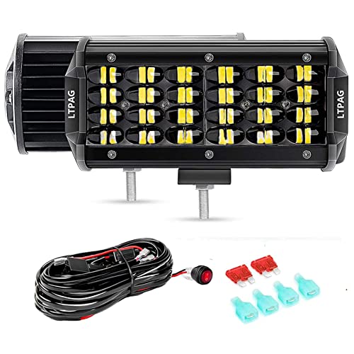 LTPAG 2pcs Focos LED Tractor, 7" 258W 25800LM Faros Trabajo LED 12V-24V Luz de Niebla para Coche,SUV, UTV, ATV, Off-Road,Camión,Moto,Barco, IP68 Impermeable (7”258+Cable) Cover
