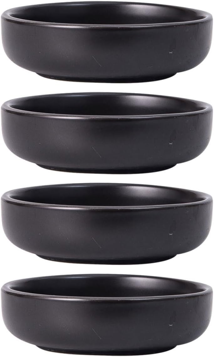 4pcs Sauce Containers Lids Condiment Dishes Divided Sections Seasoning Plates