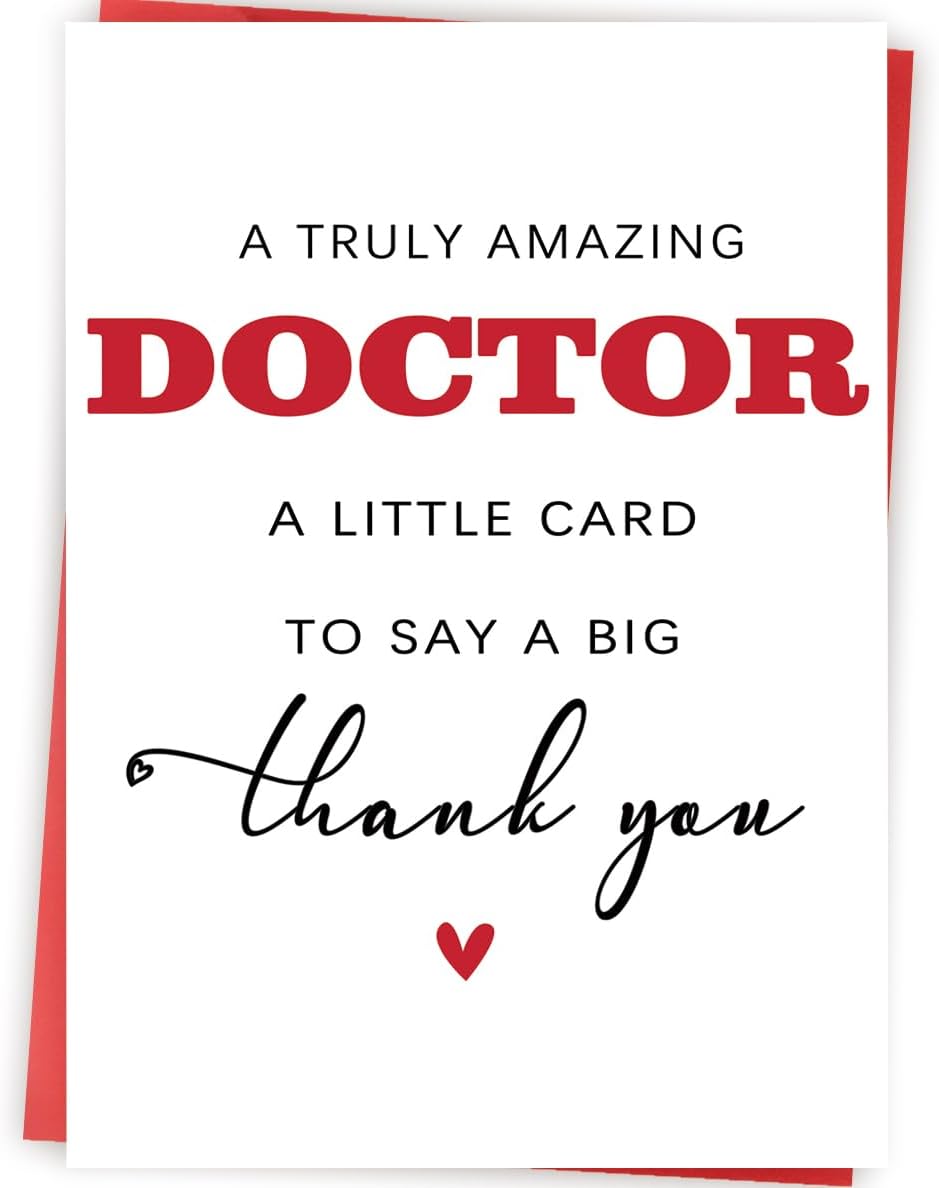 Thank You Doctor Card, Doctor Appreciation Gifts for Men Women, Appreciation Card for Hospital Medical Staff, Gifts for Doctors
