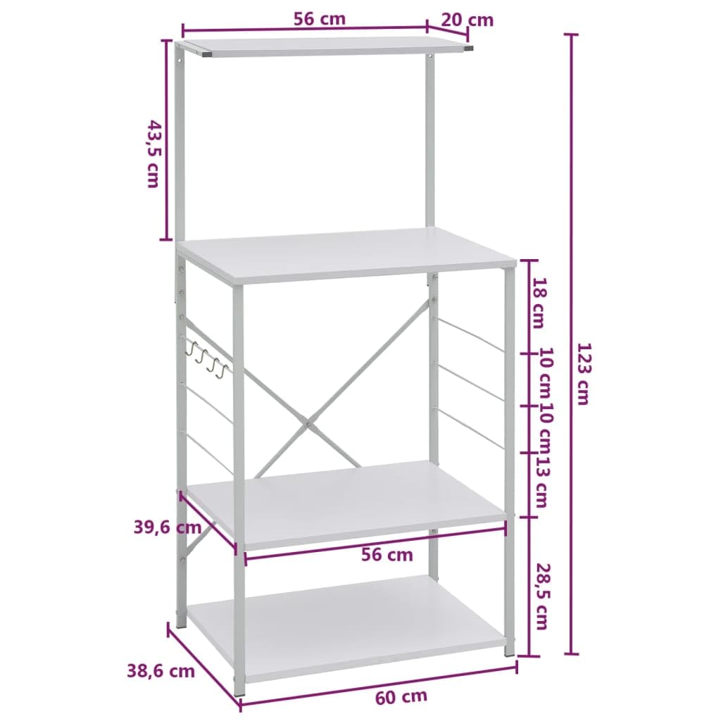 Generisch Mikrowellenregal Weiß 60x39,6x123 cm Holzwerkstoff,Heim Garten,Küche Esszimmer,Küchenhelfer -utensilien,Küchenorganizer,Küchenutensilienhalter -ablagen-288240