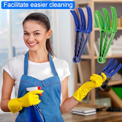 Image of 2 Pack Window Blind Cleaner Duster Brush with 6 Microfiber Sleeves, Blind Cleaner Tools for Window Shutters Blind, Air Conditioner, Jalousie Dust, Car Air Outlet, Fans