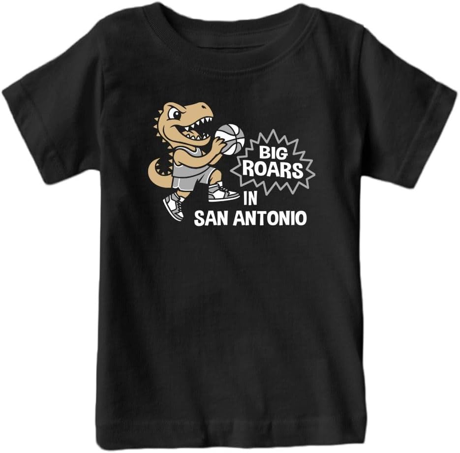 Big Roars on The Court Kid's Dinosaur T-Shirt for Basketball Fans