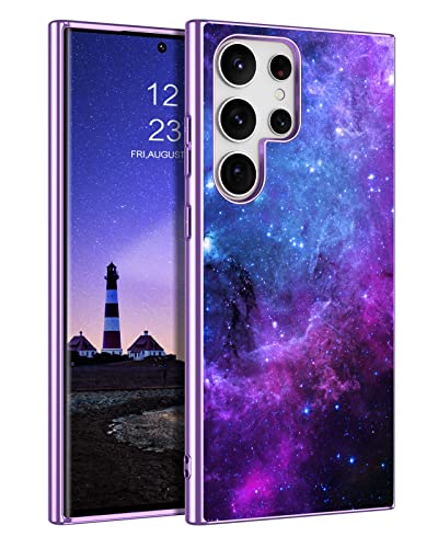 GUAGUA Compatible with Samsung Galaxy S23 Ultra Case 6.8 Inch Glow in The Dark Noctilucent Luminous Space Nebula Slim Fit Cover Protective Anti Scratch Case for Samsung S23 Ultra 5G, Blue Nebula
