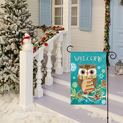 Morigins Cute Owl Christmas Holly Winter Double Sided Garden Flag 12.5"X18" #TOP5