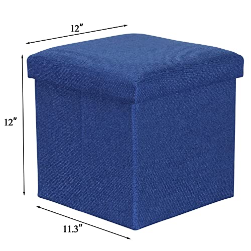 Nisuns Ot01 Linen Folding Storage Ottoman Cube Footrest Seat, 12 X 12 X 12 Inches (Linen Blue) #TOP2