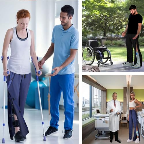 Men's Tearaway Pants for Post Surgery 2 Side Velcro Breakaway Open Bottom Sweatpants Women Loose Fit Rip Off Cotton Pants4