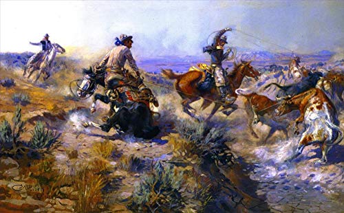 Peinture à l'huile d'art célèbre cowboy pour vibrer face au Far West