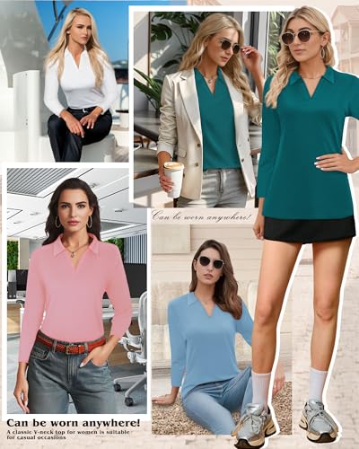 Blusas de trabajo para mujer estilo polo casual chic en la oficina 7