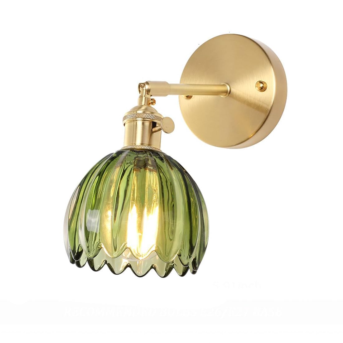 HUAYUSEDF Vintage Wall Lights Tulip Glass Lampshade Up & Down Adjustable Wall Sconces with Switch Industrial Modern Wall Lamp for Bedroom Loft Living Room Kitchen (Green)(Green)