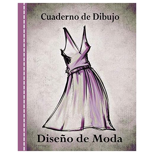 Cuaderno de Dibujo, Diseño de Moda: Libro de Bocetos Para Diseñadora Principiantes, Vestido Morado
