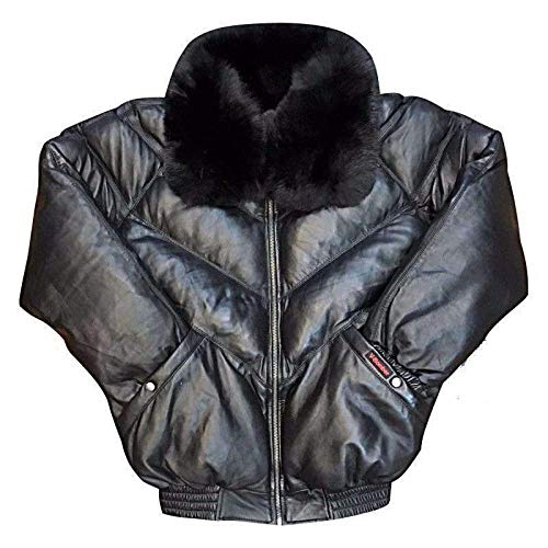 V Bomber Black Sheepskin Leather Winter Jacket